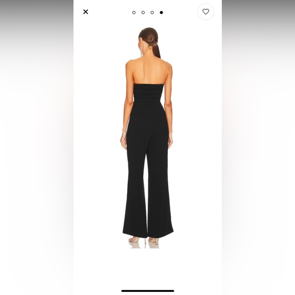 NWT $695 Jonathan Simkhai Rebecca Strapless Pleated Wide-Leg Jumpsuit, Black - Picture 7 of 13